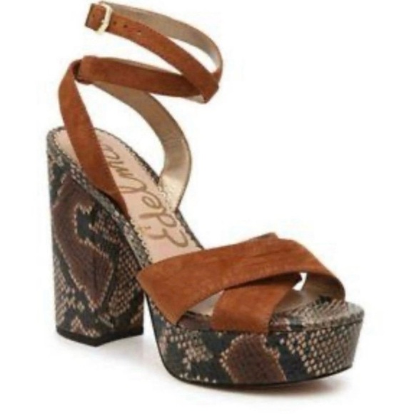 Sam Edelman Snakeprint leather platform shoes size 6 - Picture 1 of 8